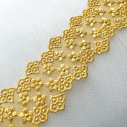 Yellow Embroidered Lace Trim- 1.5
