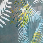 Ferns on Aqua Blue Handpainted Silk Devore- 54