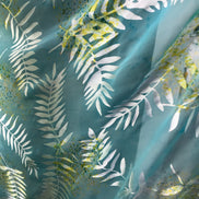 Ferns on Aqua Blue Handpainted Silk Devore- 54
