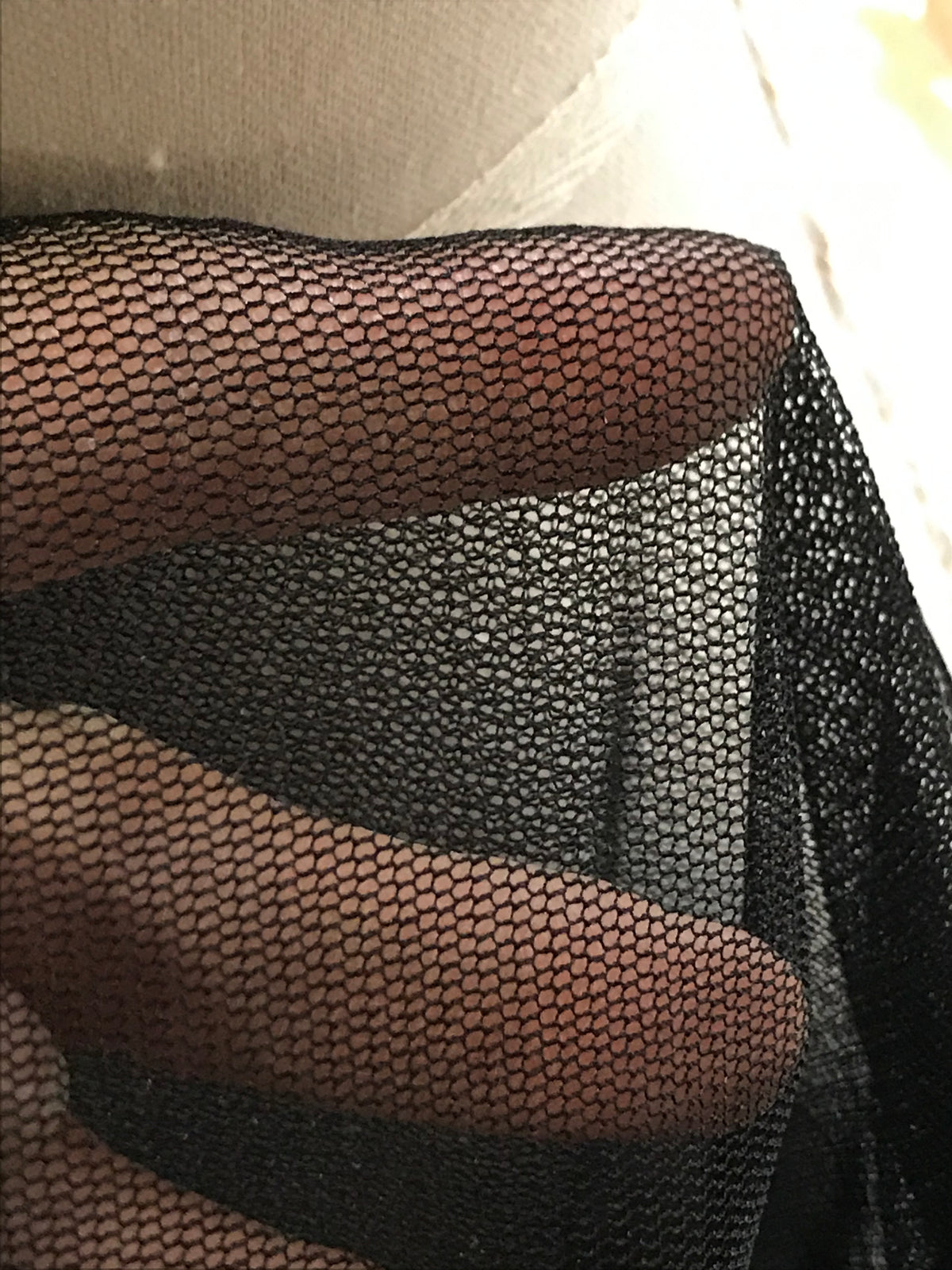 1303 Black Pure Silk Tulle- 48-50
