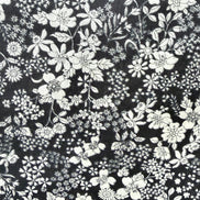 White, Black- Cotton Lawn- 42” Wide- Floral Print- Kokka