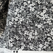 White, Black- Cotton Lawn- 42” Wide- Floral Print- Kokka