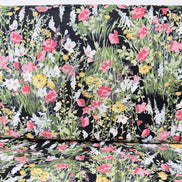 Yellow, Pink on Black- Cotton Lawn- 42” Wide- Floral Print- Kokka