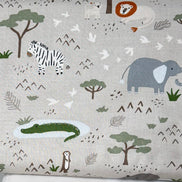 Leo & Savannah- Main in Gray- Safari Animals- Cotton Fabric- 44