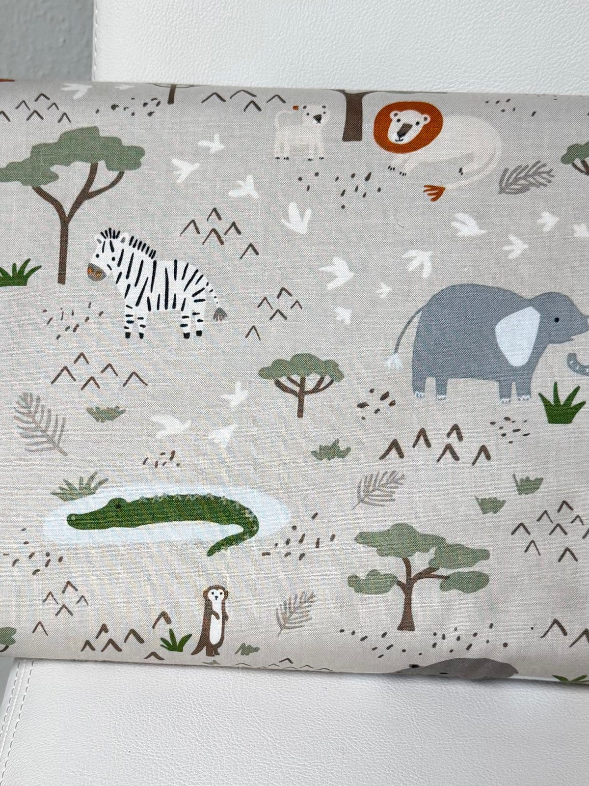 Leo & Savannah- Main in Gray- Safari Animals- Cotton Fabric- 44