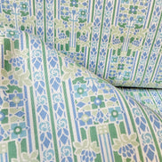 Green, Blue Floral Print on White- Palace Gardens Collection 