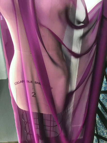 Bright Wine/ Purple Iridescent Pure Silk Chiffon 54" Wide (1213)