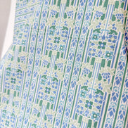 Green, Blue Floral Print on White- Palace Gardens Collection 