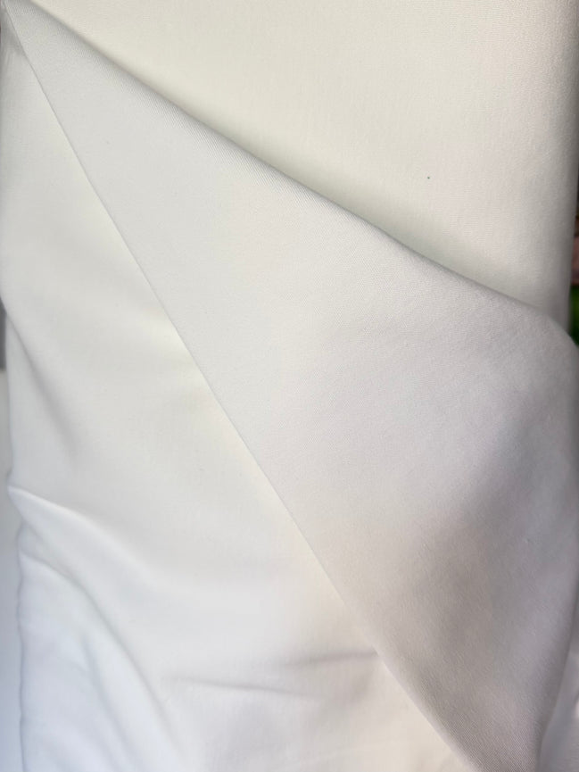 Solid White Organic Cotton Interlock Knit- 60” Wide- Birch