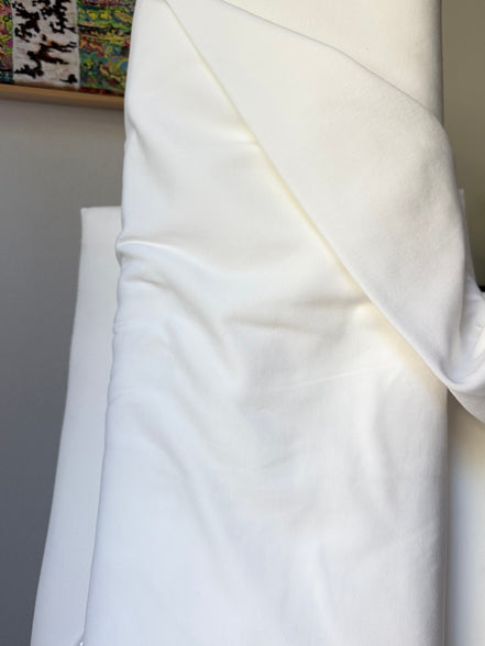 Solid White Organic Cotton Interlock Knit- 60” Wide- Birch
