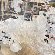 White 3D Floral- European Embroidered Tulle- 52