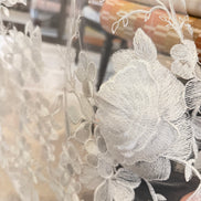 White 3D Floral- European Embroidered Tulle- 52