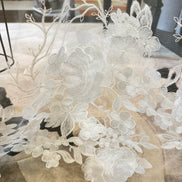 White 3D Floral- European Embroidered Tulle- 52