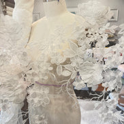 White 3D Floral- European Embroidered Tulle- 52