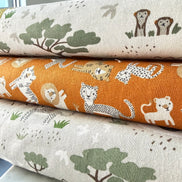 Leo & Savannah- Main in Gray- Safari Animals- Cotton Fabric- 44