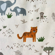 Leo & Savannah- Main in Gray- Safari Animals- Cotton Fabric- 44