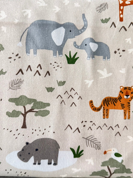 Leo & Savannah- Main in Gray- Safari Animals- Cotton Fabric- 44"