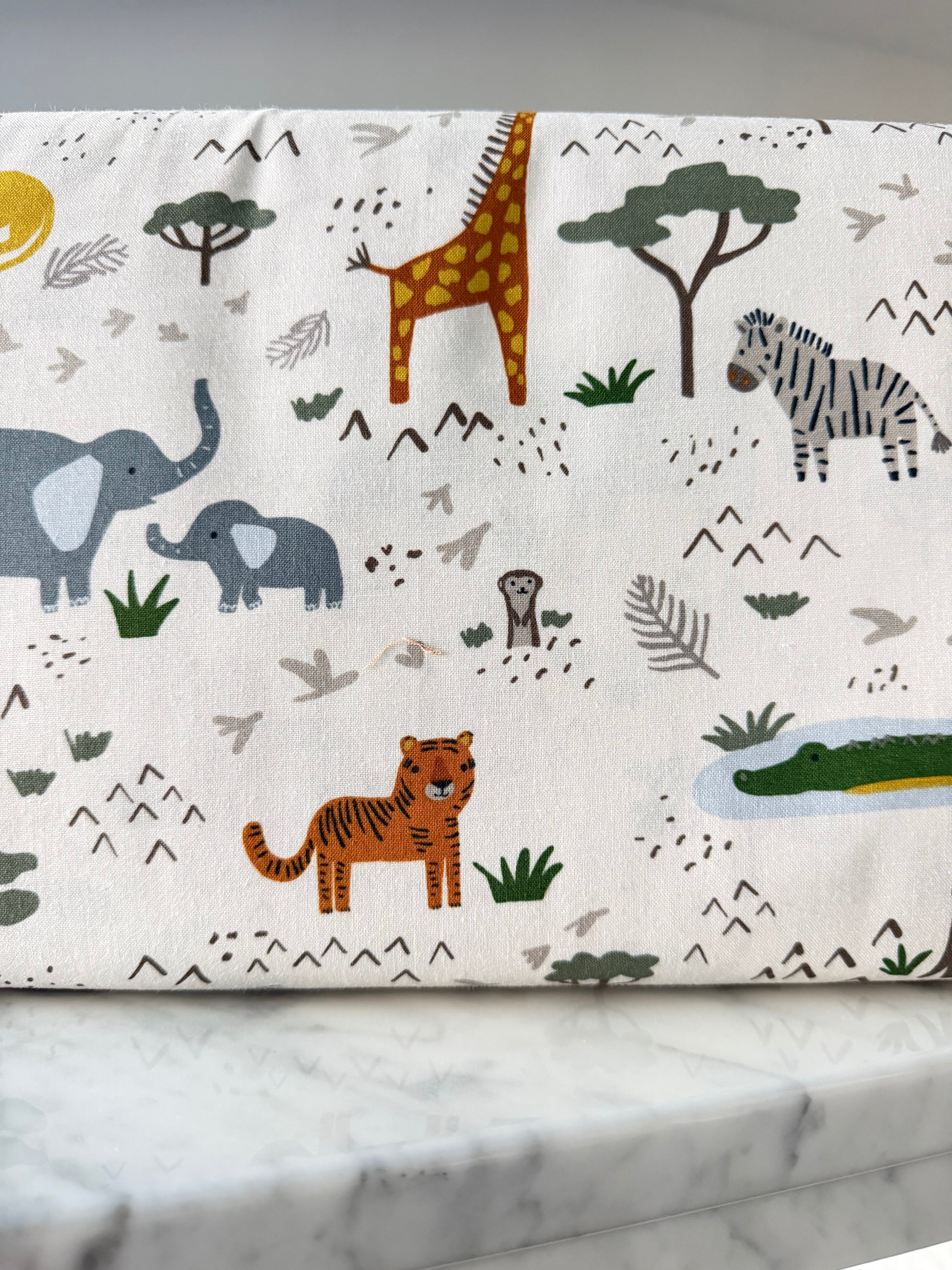 Leo & Savannah- Main in Cream- Safari Animals- Cotton Fabric- 44