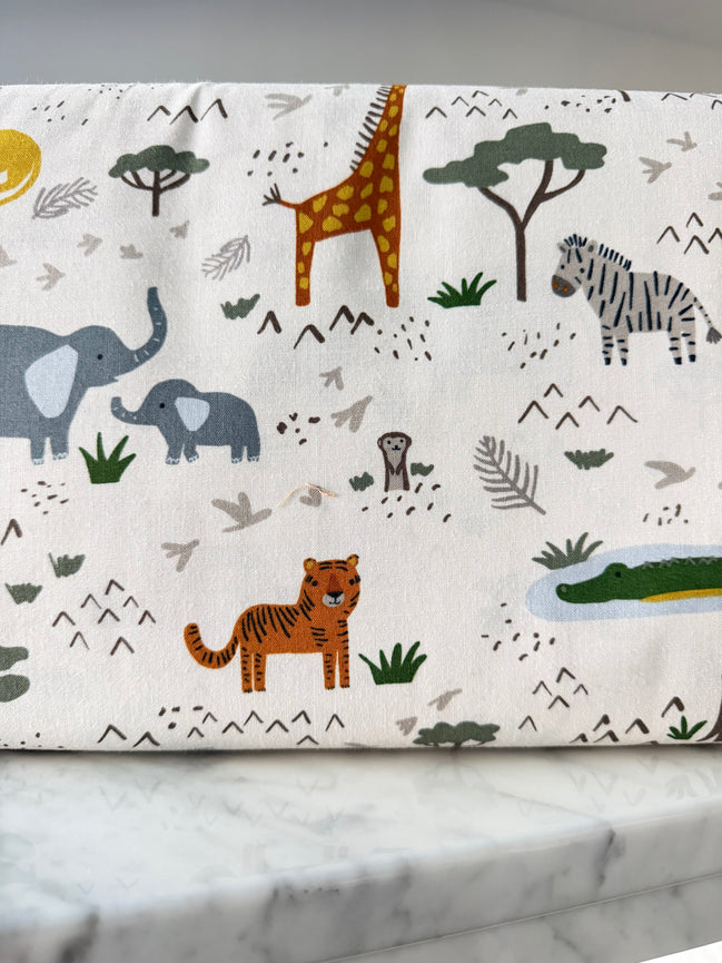 Leo & Savannah- Main in Cream- Safari Animals- Cotton Fabric- 44"