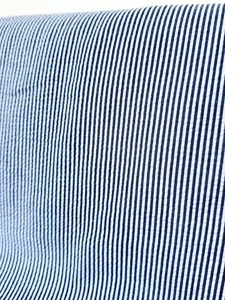 Royal and White Seersucker Stripe- 57” Wide- Cotton Poly Blend