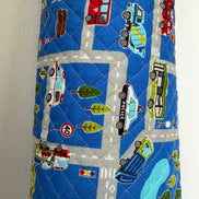 Trucks, Police, Auto, Construction, Vehicles- On Blue- Quilted Cotton Fabric- 