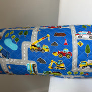 Trucks, Police, Auto, Construction, Vehicles- On Blue- Quilted Cotton Fabric- 