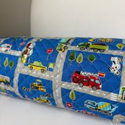 Trucks, Police, Auto, Construction, Vehicles- On Blue- Quilted Cotton Fabric- 