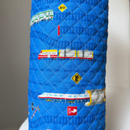 Trains- On Blue- Quilted Cotton Fabric- 