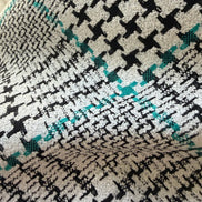 Teal, Black, White Plaid Premium Worsted Wool Blend- Suiting- 60