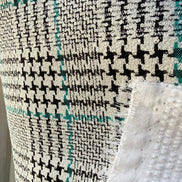 Teal, Black, White Plaid Premium Worsted Wool Blend- Suiting- 60