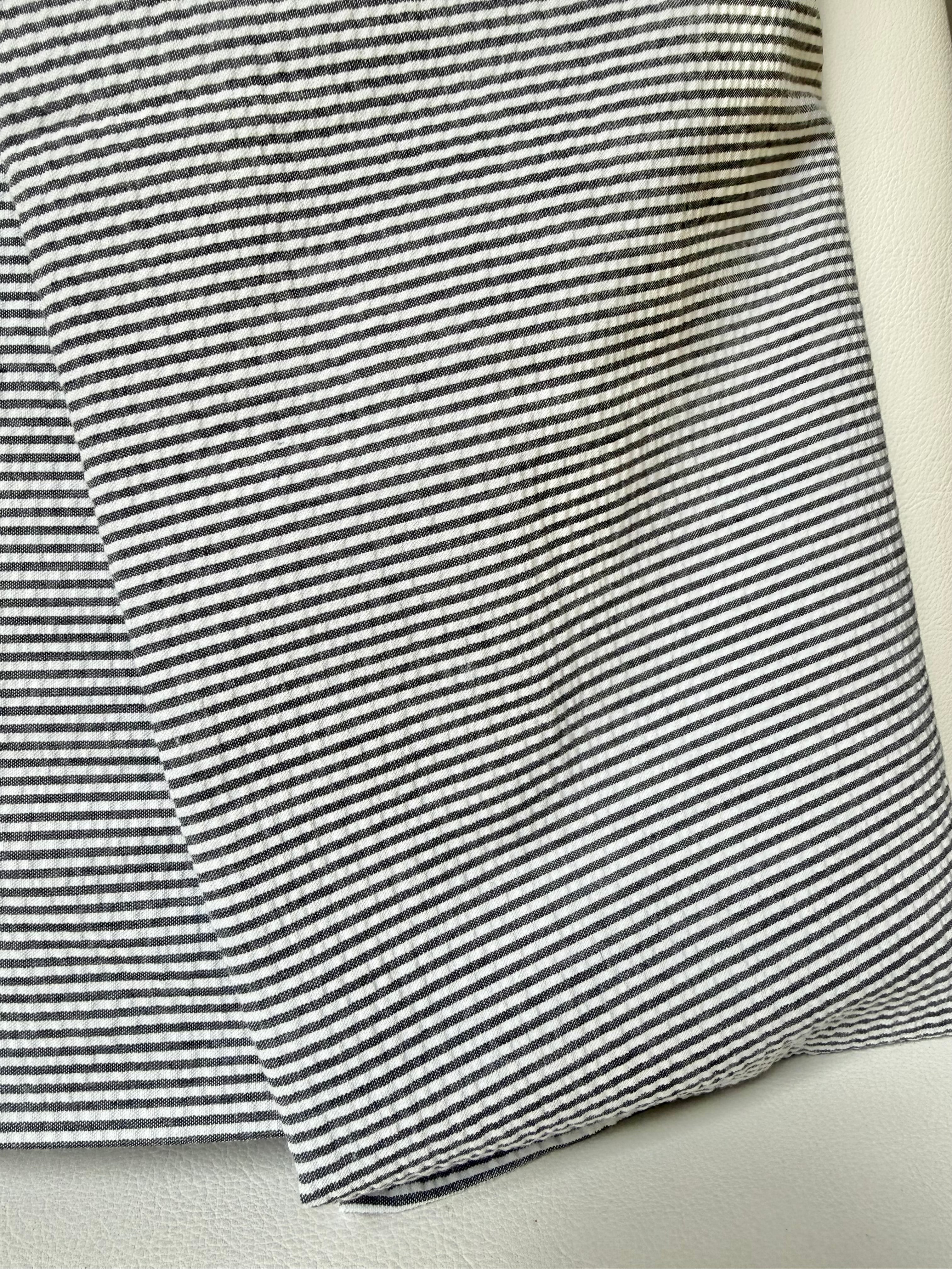 Black and White Seersucker Stripe- 57” Wide- Cotton Poly Blend