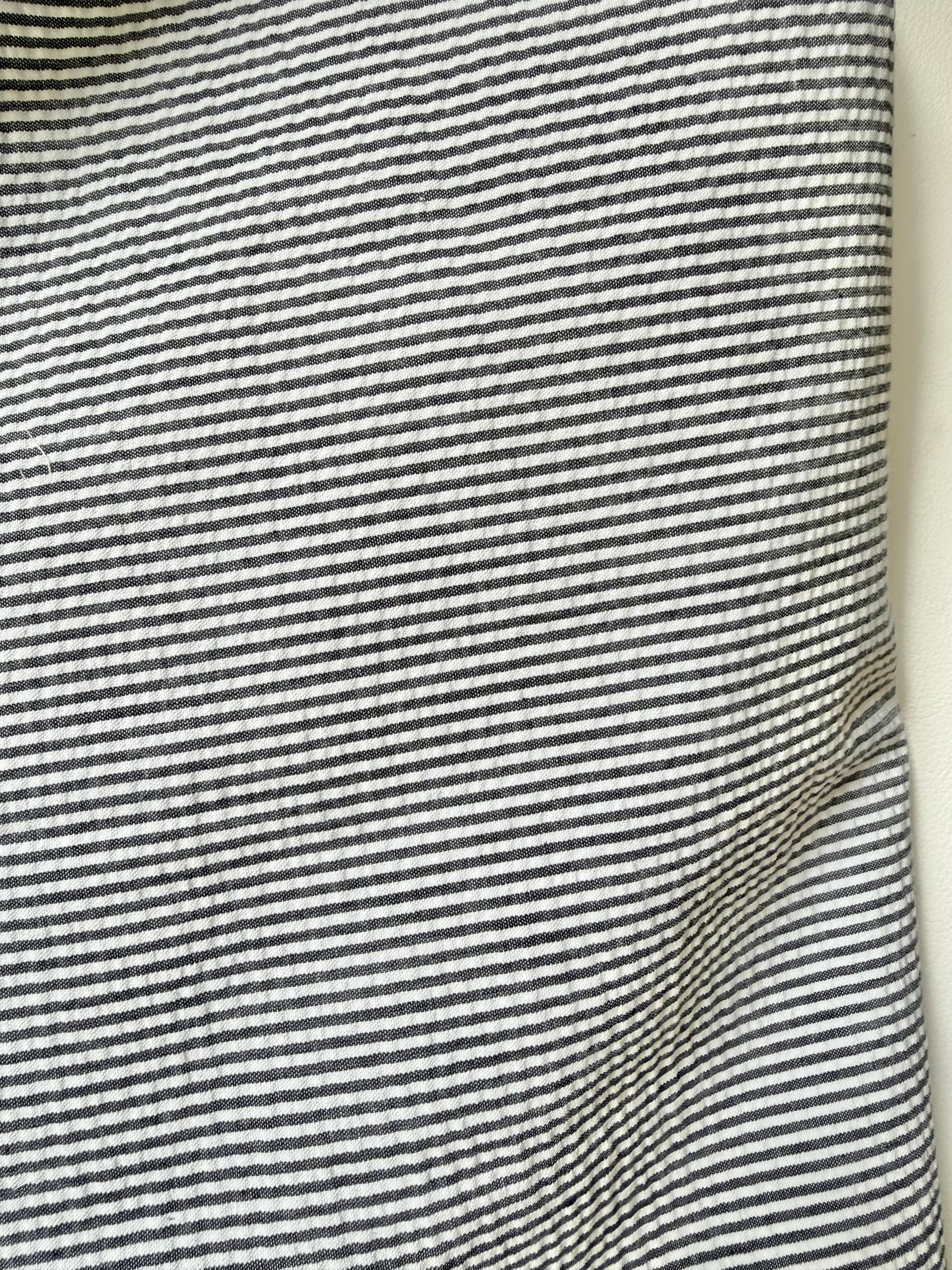 Black and White Seersucker Stripe- 57” Wide- Cotton Poly Blend