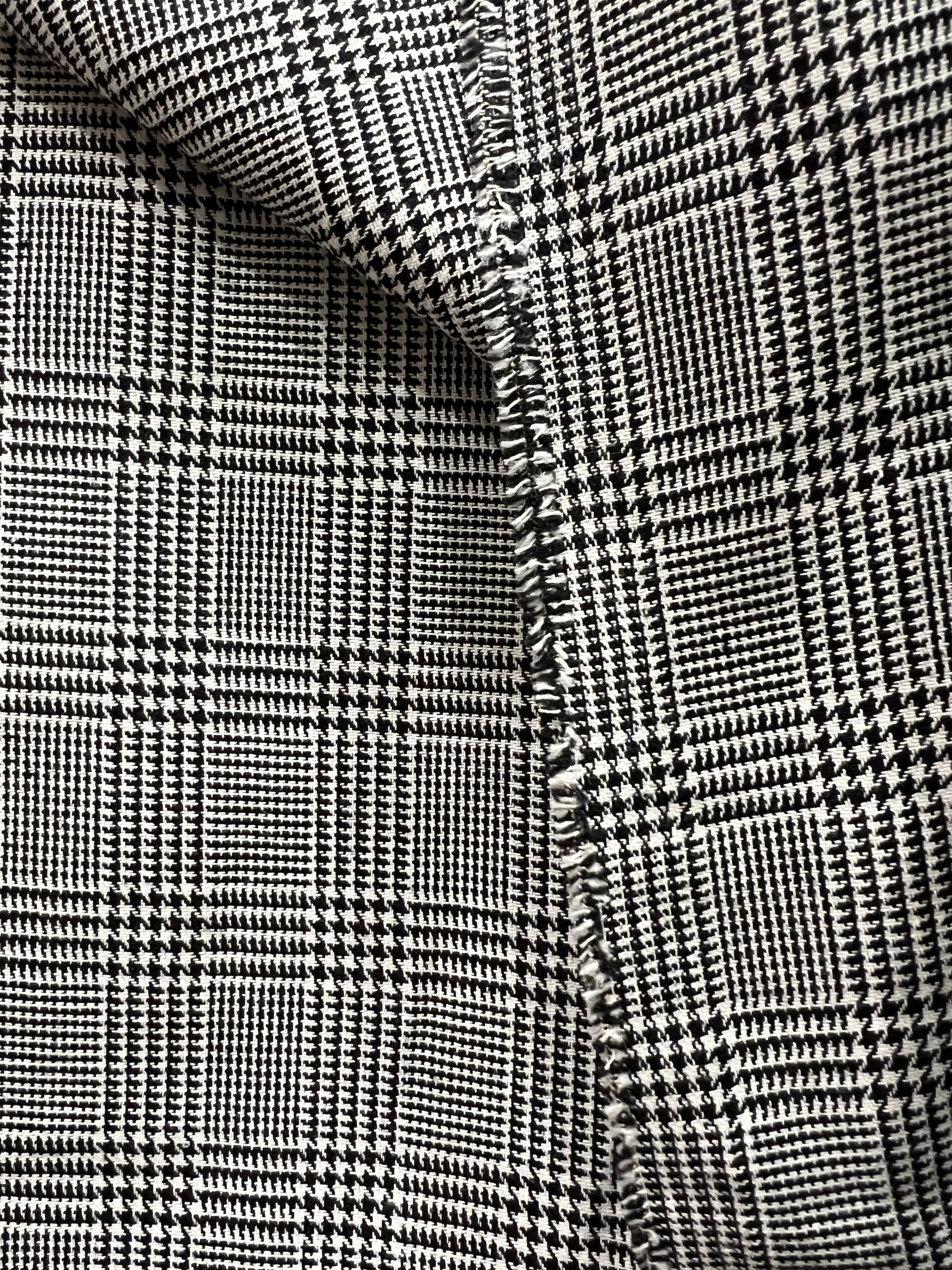 Sevenberry: Black, White Classic Plaid Twill- Lightweight Cotton- 57”- “Pepper
