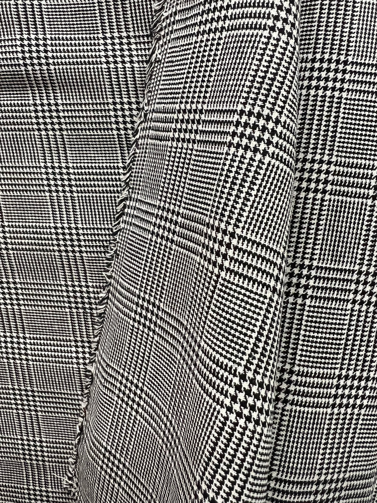 Sevenberry: Black, White Classic Plaid Twill- Lightweight Cotton- 57”- “Pepper