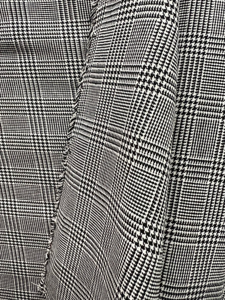 Sevenberry: Black, White Classic Plaid Twill- Lightweight Cotton- 57”- “Pepper"