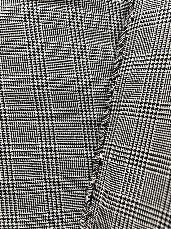Sevenberry: Black, White Classic Plaid Twill- Lightweight Cotton- 57”- “Pepper"