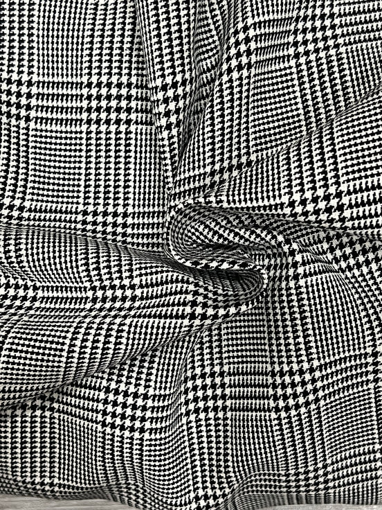 Sevenberry: Black, White Classic Plaid Twill- Lightweight Cotton- 57”- “Pepper"