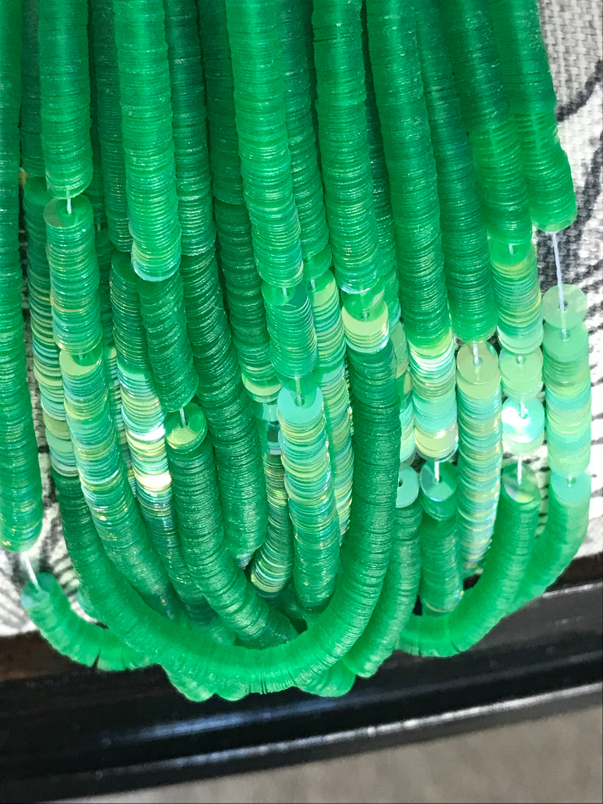 Iridescent Light Chartreuse Flat Sequins 3MM (14125), 4MM (14119)- High Grade- Strung For Professional Use