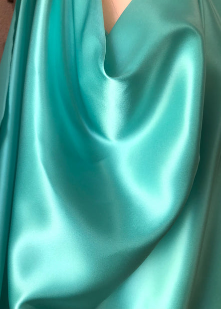 Capri Blue 18.5 mm Pure Silk Charmeuse Fabric- 45" (326)