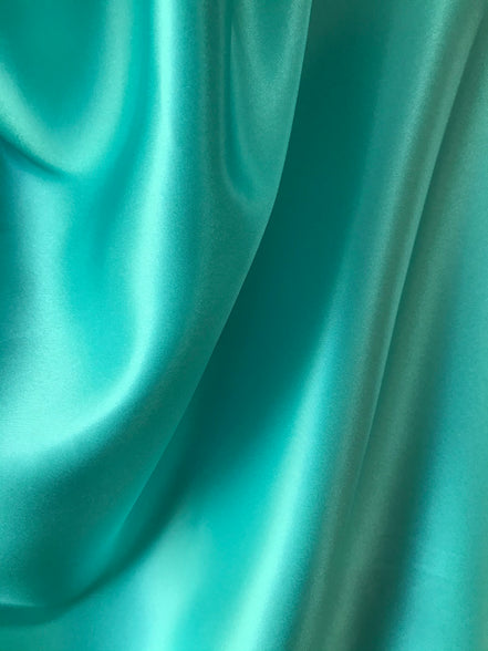 Capri Blue 18.5 mm Pure Silk Charmeuse Fabric- 45" (326)