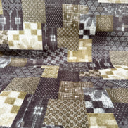 Boro Patchwork- Brown, Olive Green- Cotton Dobby- 44