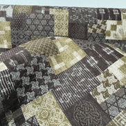 Boro Patchwork- Brown, Olive Green- Cotton Dobby- 44