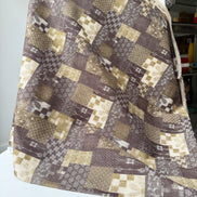 Boro Patchwork- Brown, Olive Green- Cotton Dobby- 44