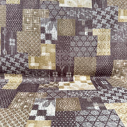 Boro Patchwork- Brown, Olive Green- Cotton Dobby- 44