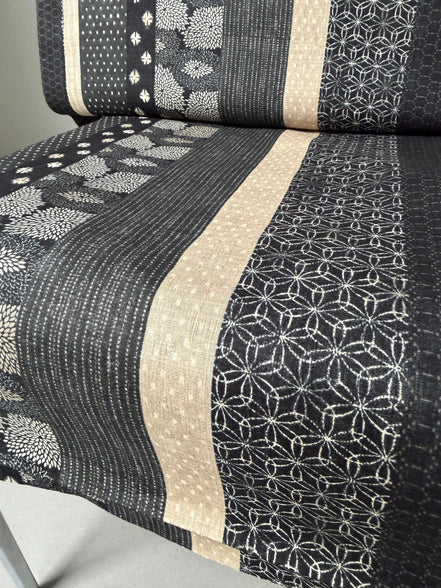 Boro Stripe- Black, Tan- Cotton Dobby- 44"- 36050