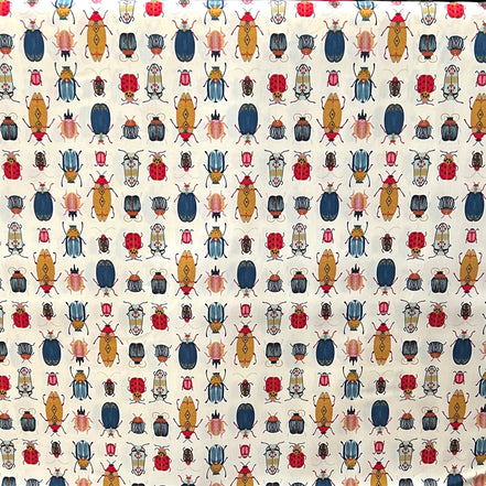 Colorful Bugs/ Insects on Ivory “Renewal" COTTON Fabric- Art Gallery Fabric- 44” Wide