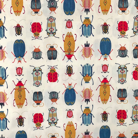 Colorful Bugs/ Insects on Ivory “Renewal" COTTON Fabric- Art Gallery Fabric- 44” Wide