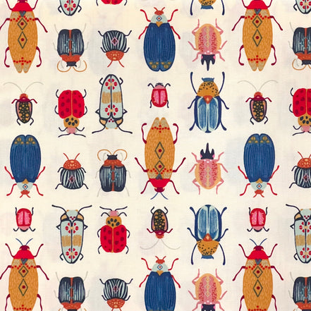 Colorful Bugs/ Insects on Ivory “Renewal" COTTON Fabric- Art Gallery Fabric- 44” Wide