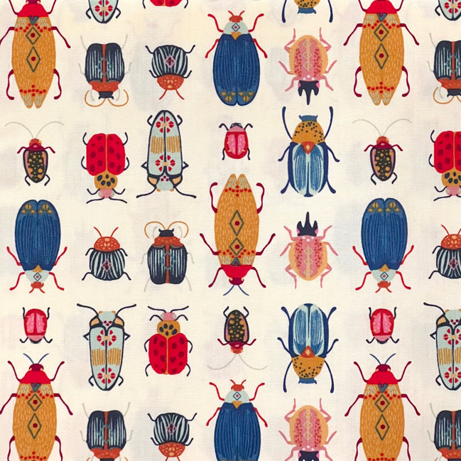 Colorful Bugs/ Insects on Ivory “Renewal" COTTON Fabric- Art Gallery Fabric- 44” Wide