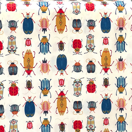 Colorful Bugs/ Insects on Ivory “Renewal" COTTON Fabric- Art Gallery Fabric- 44” Wide